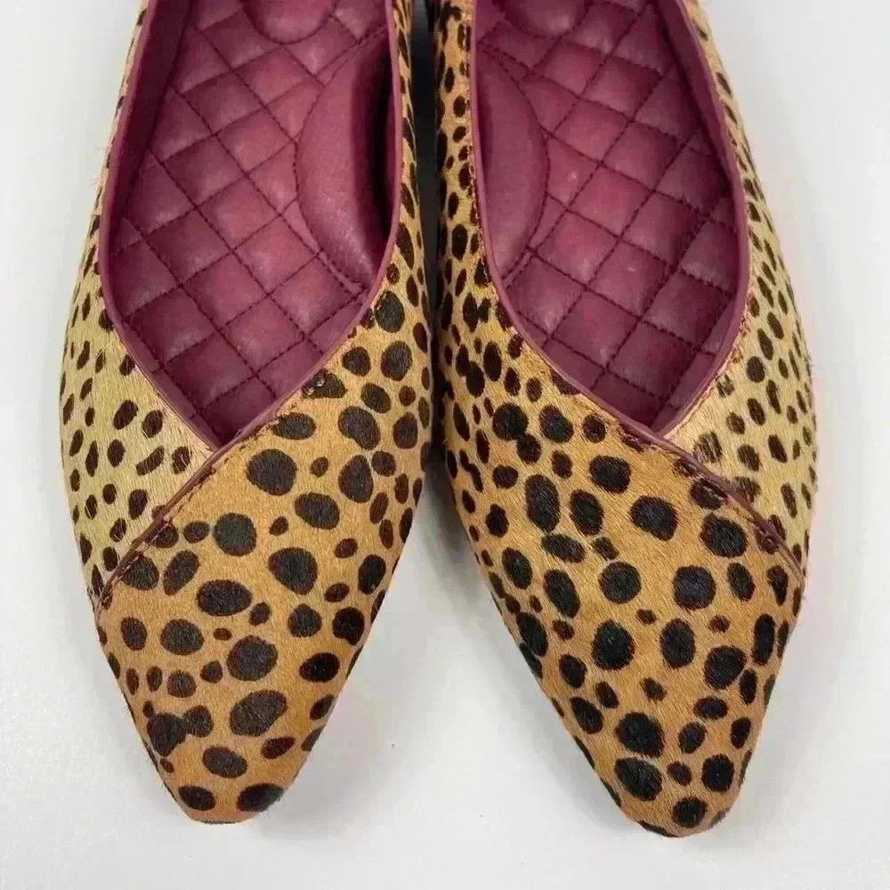 BIRDIES The Goldfinch Faux Animal Hair Cheetah Womens 6 Nonslip Sandal Pointed - Picture 7 of 14